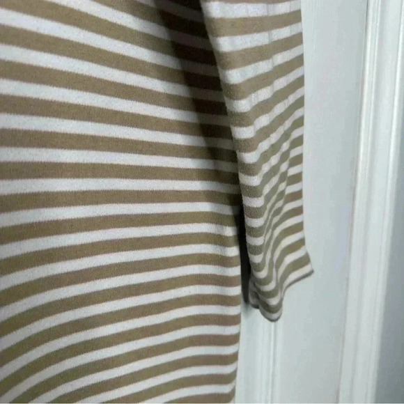 Alia Shirt Striped 3/4 Sleeves Tan/White/Black Size Medium - Picture 12 of 16